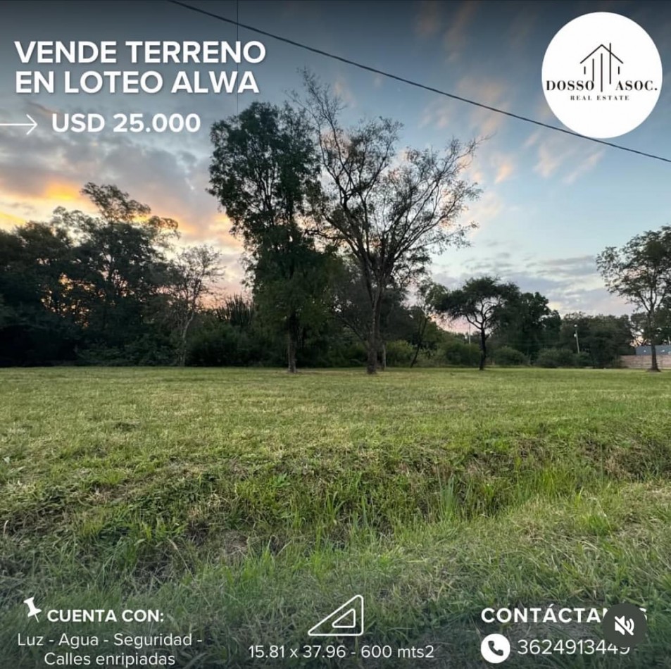 VENDE TERRENO LOTEO ALWA  A 2km del acceso a la ciudad, camino hacia Puerto Tirol sobre colectora