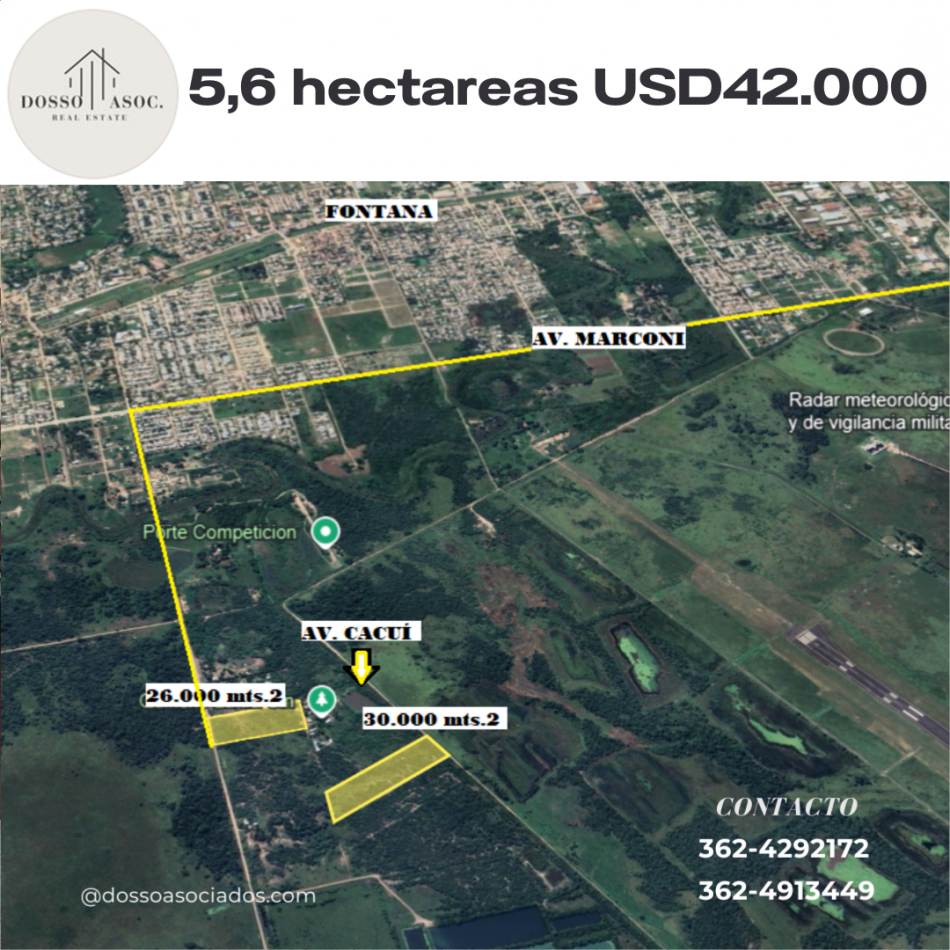 VENDE 5,6 HECTAREAS ZONA AEROPUERTO -IDEAL DESARROLLO INMOBILIARIO-LOTEO / RESISTENCIA CHACO