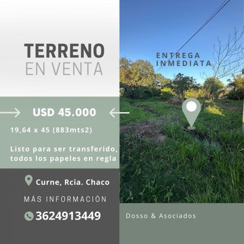 VENDE TERRENO EN CURNE - RESISTENCIA CHACO