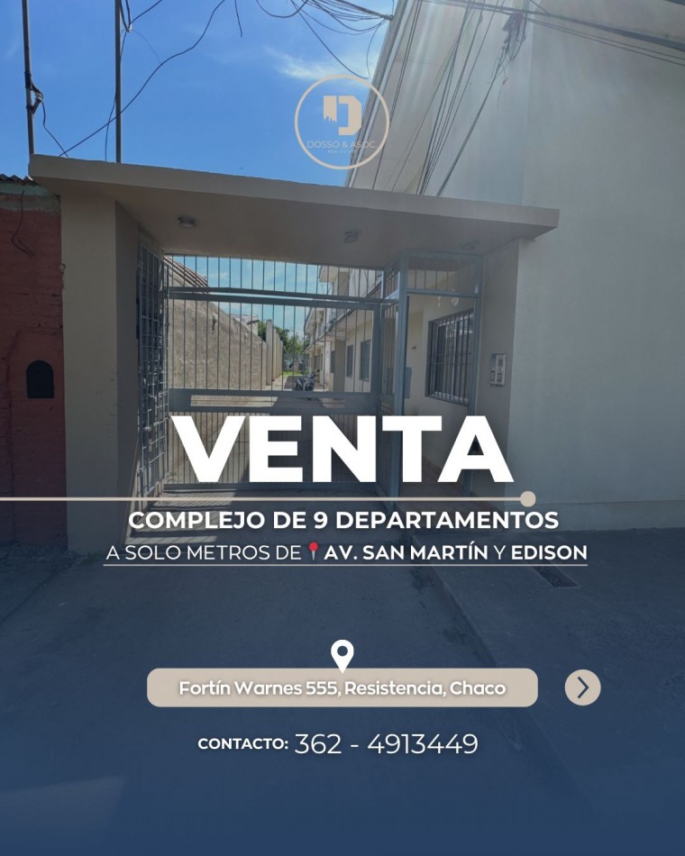 Te presentamos un complejo de 9 departamentos tipo duplex ubicado en Fortin Warnes 555, Resistencia, Chaco a solo metros de Av. San Martin y Edison